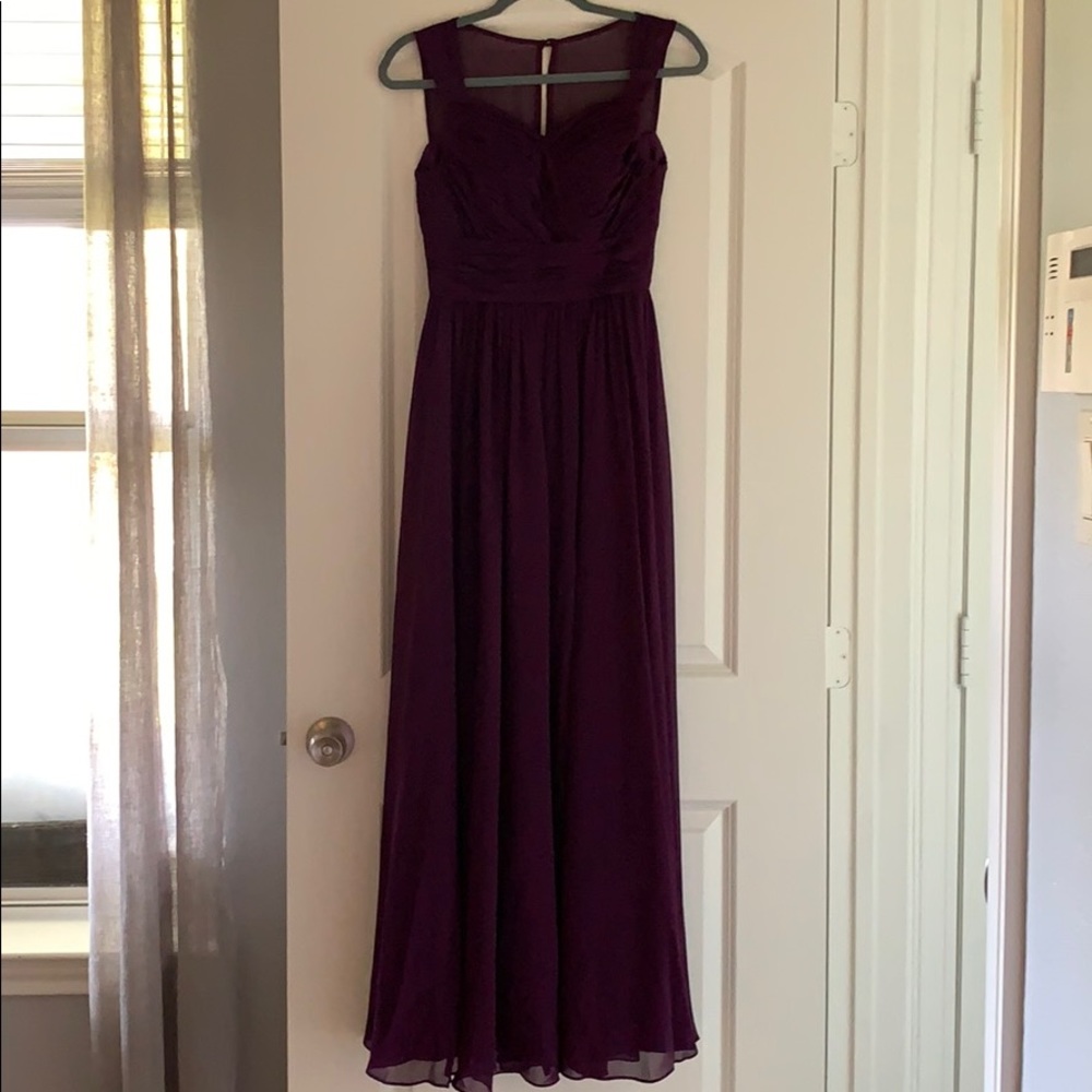 Beautiful purple long flare sheer dress!
